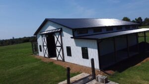 post frame barn with steel truss