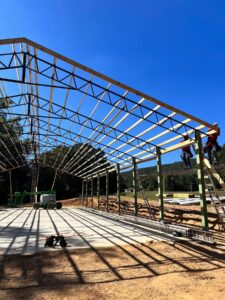 post frame pole barn with steel trusses